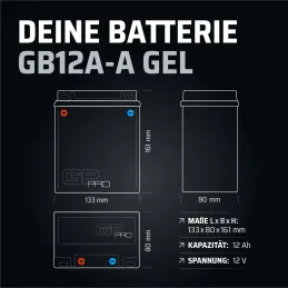 GP-PRO GB12A-A - Batería de arranque para motos, 1