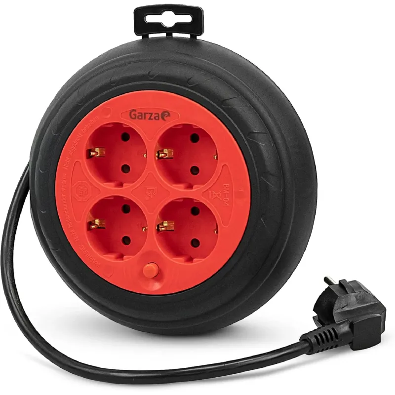 Garza - Enrollador de cable 3 m rojo y negro