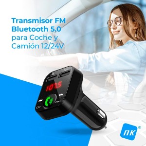 NK Transmisor FM Bluetooth V5.0 para Coche Y Camión 12/24V