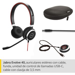 Jabra Evolve 40 MS – Auriculares Estéreo Certificados para Microsoft Teams.