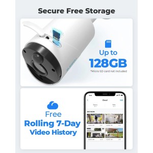 Cámara operada wirereless con 3MP Night Vision, AI Detection, 2-Caminos de Audio, WiFi Security Camera Works con Alexa