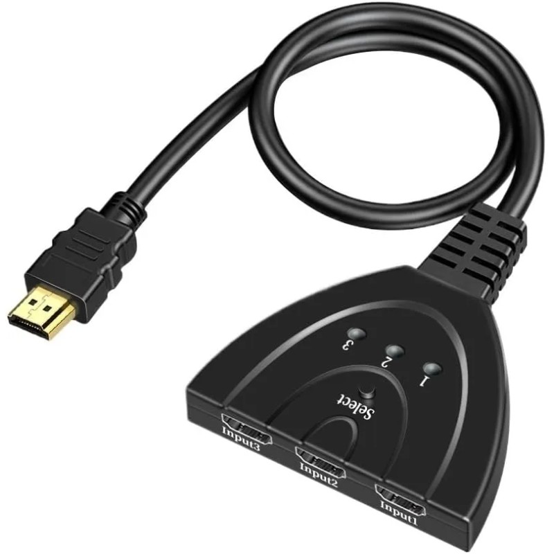 Interruptor Compatible con HDMI KVM Splitter 4K 2K 3D 3 entradas 1 Salida.