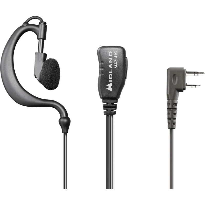 Midland- Micrófono MA21-LKi con Auricular para Walkie Talkie.