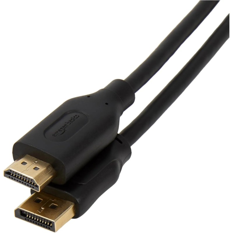 Amazon Basics Cable DisplayPort a HDMI de con Conectores bañados en Oro, 4.5 m, Negro.