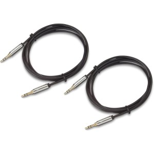 Amazon Basics Auxiliar Cable de audio estéreo 3,5 mm conector macho de, 1.2 m, Paquete de 2, Negro.