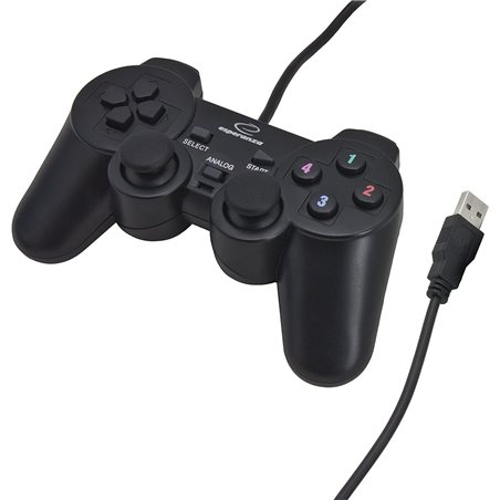 Esperanza EG102 WARRIOR - Gamepad de Vibración para Computadoras, color Negro