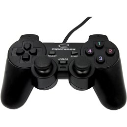 Esperanza EG102 WARRIOR - Gamepad de Vibración para Computadoras, color Negro
