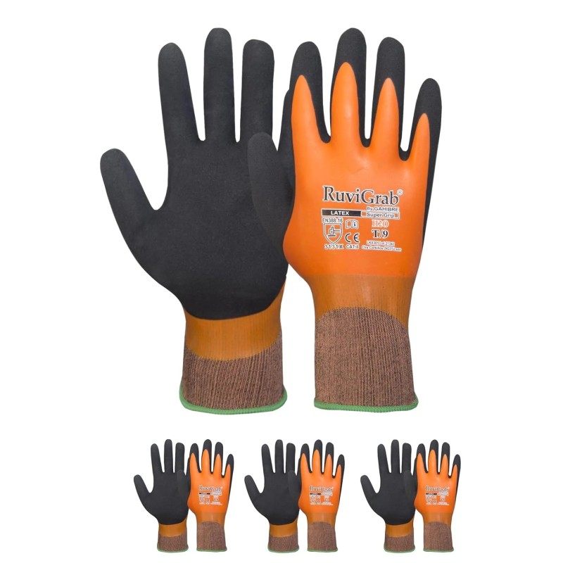 Ruvigrab - Guante de Trabajo Impermeables Látex