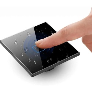 Interruptor de luz táctil, doble, vidrio, negro