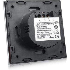 Interruptor de luz táctil, doble, vidrio, negro