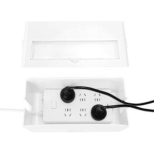 Amazon Basics Caja organizadora de cables para ocultar y organizar cables, tamaño Pequeña, Blanco