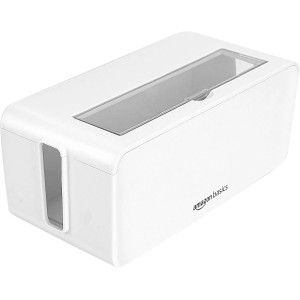 Amazon Basics Caja organizadora de cables para ocultar y organizar cables, tamaño Pequeña, Blanco