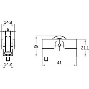 Rodamiento Ventana Corredera - 2 unidades - Tamaño 41 x 20 mm