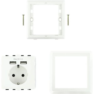 BASE ENCHUFE PARED NANO CABLE TOMA SCHUKO