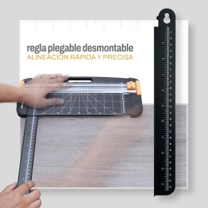 PORTENTUM Guillotina de papel A4 con hendido y regla extensible desmontable