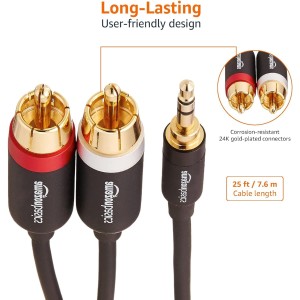 Amazon Basics Cable  adaptador de audio 7.6 m