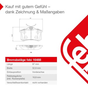 febi bilstein juego de pastillas de freno 16488