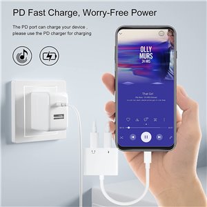 Adaptador 2 en 1 USB C a Doble USB C Adaptador Carga Audio para Auriculares