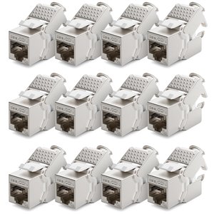 deleyCON 12x Módulo Keystone CAT 6a Jack STP Completamente Blindado