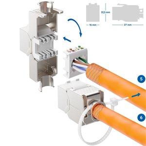 deleyCON 12x Módulo Keystone CAT 6a Jack STP Completamente Blindado