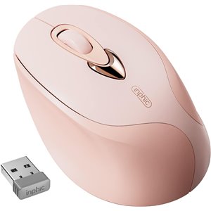 INPHIC M8 Ratón Inalambrico Rosa, 2.4G USB Recargable