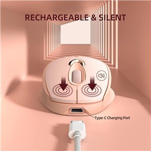 INPHIC M8 Ratón Inalambrico Rosa, 2.4G USB Recargable