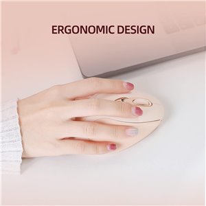 INPHIC M8 Ratón Inalambrico Rosa, 2.4G USB Recargable