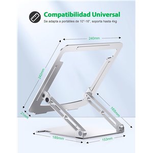Soporte Portatil Mesa Estable Compatible con MacBook Pro y Tabletas 10-16”