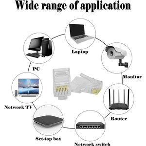 100 Conectores modulares RJ45 CAT6 Crimp Extremos 8P8C