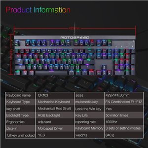 MOTOSPEED CK103 Teclado mecánico para juegos