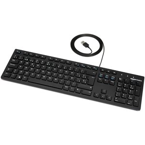 Amazon Basics Teclado con Cable USB y Base Fina, d