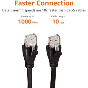 Amazon Basics Cable de Red Ethernet con Conectores RJ45 (Cat. 6, 1000 Mbit/s, 3 m), Negro