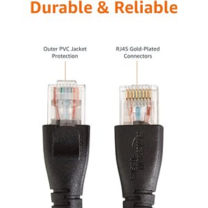 Amazon Basics Cable de Red Ethernet con Conectores RJ45 (Cat. 6, 1000 Mbit/s, 3 m), Negro