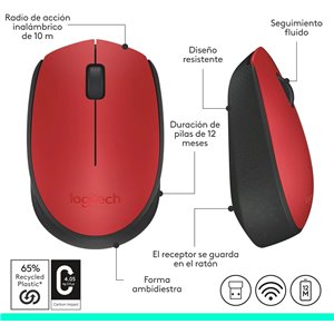 Logitech M171 Ratón inalámbrico para PC, Mac, portátil, 2,4 GHz