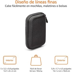 Amazon Basics Funda de Disco Duro, 15.1 x 10.8 x 4.2 cm, Color Negro y Naranja