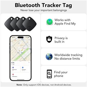 Air Tag Smart Tracker 4 Pack, Localizador Funciona con Apple Buscar (Sólo iOS)