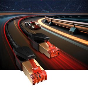 Cable de red Ethernet Cat 8 RJ45 10m (Lote de 1), 40Gbps 2000MHz Cable Internet LAN blindado