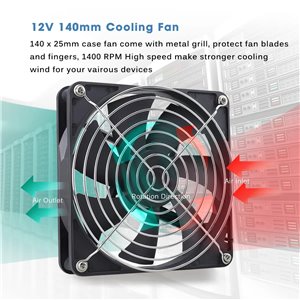 GDSTIME Ventilador de 12 V, ventilador de 140 mm
