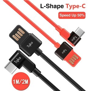Cable USB tipo C acodado carga rapida Tqka ka050 reforzado nailon 1mt ( 2uds )