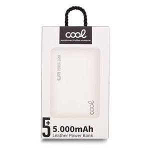 Bateria  Power Bank 5000 mAh COOL Leather Blanco