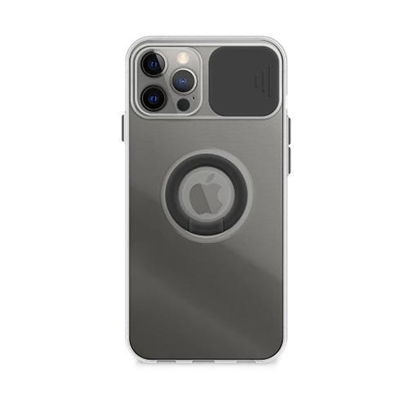 Funda iPhone 12 Pro Transparente con Anilla y Cubre Cámara