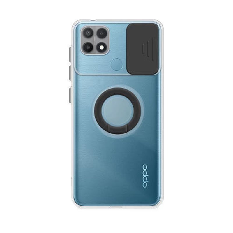 Funda Oppo A15 Transparente con Anilla y Cubre Cámara