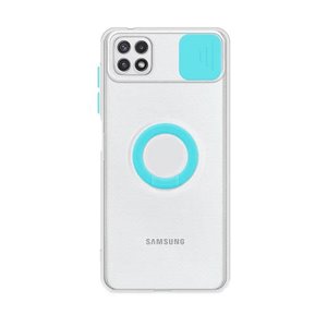 Funda Samsung Galaxy A22-5G Transparente con Anilla y Cubre Cámara