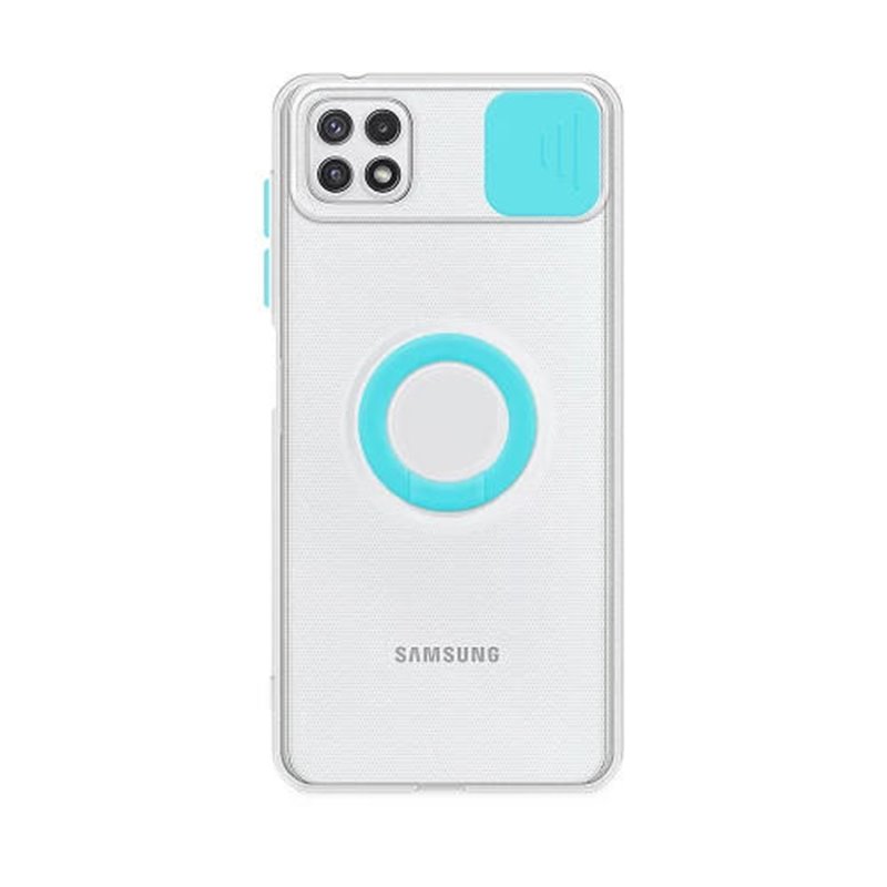 Funda Samsung Galaxy A22-5G Transparente con Anilla y Cubre Cámara