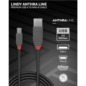 LINDY Cable Mini USB 36725 5 m Negro