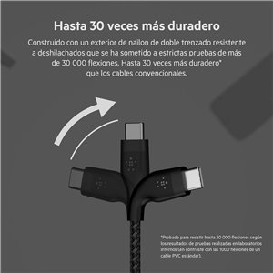 Belkin BoostCharge Pro Flex cable trenzado USB-C a USB-C, cable de carga rápida