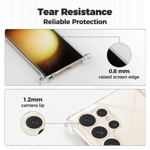 Funda  para Samsung Galaxy S23 Ultra Transparente con Cuerda Rosa/Dorado