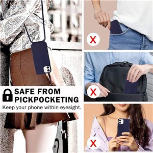 Funda con Cuerda para iPhone 12/iPhone 12 Pro , con Cordón . Azul Oscuro
