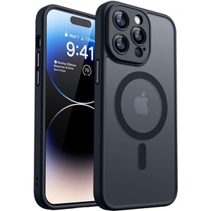Funda Magnética para iPhone 14 Pro , Compatible con MagSafe, Carcasa Fondo Mate Translúcido,Negro