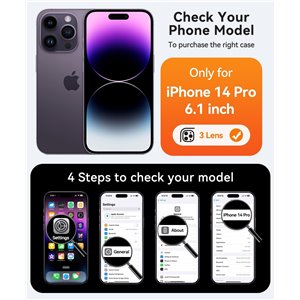 Funda Magnética para iPhone 14 Pro , Compatible con MagSafe, Carcasa Fondo Mate Translúcido,Negro